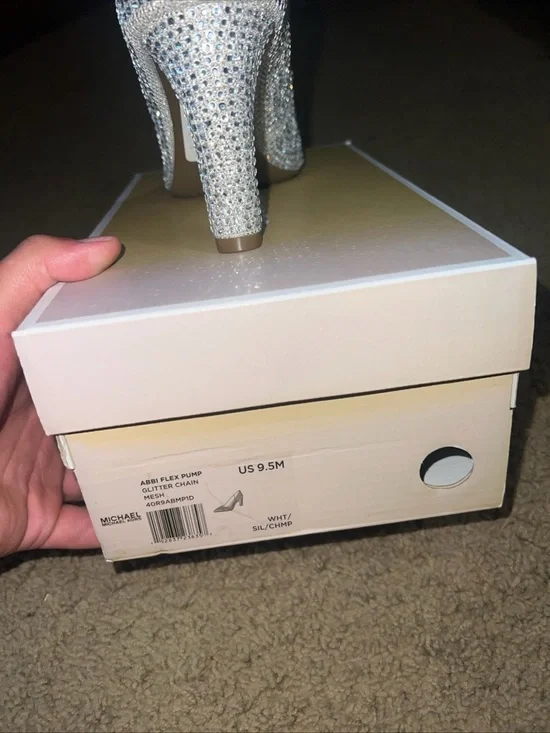 Michael Kors Crystal-Embellished Silver Pointed Toe Heel - Picture 2 of 3